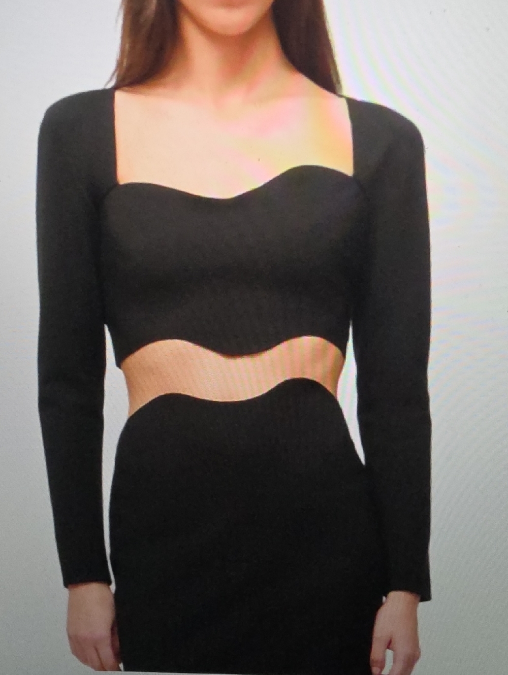 STAUD Long Sleeve Black Corde Top Size S